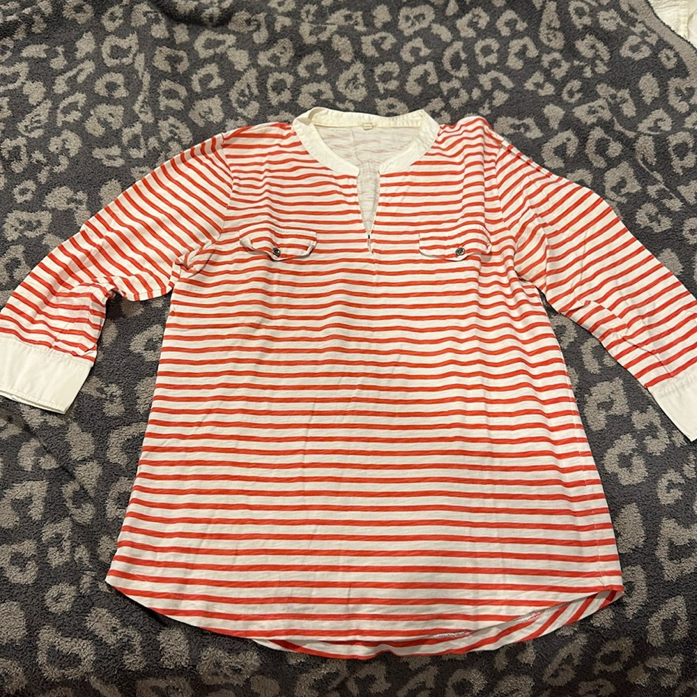 Jcrew 3/4 sleeve orange stripe top